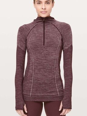 lululemon athletica Maroon Half-Zip Long Sleeve Top
